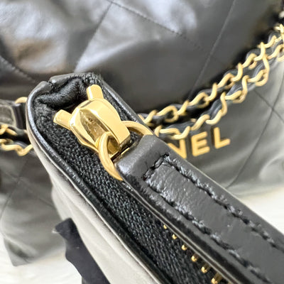 [Local Set - May 2024] Chanel 22 Small Hobo Bag in Black Shiny Calfskin and AGHW