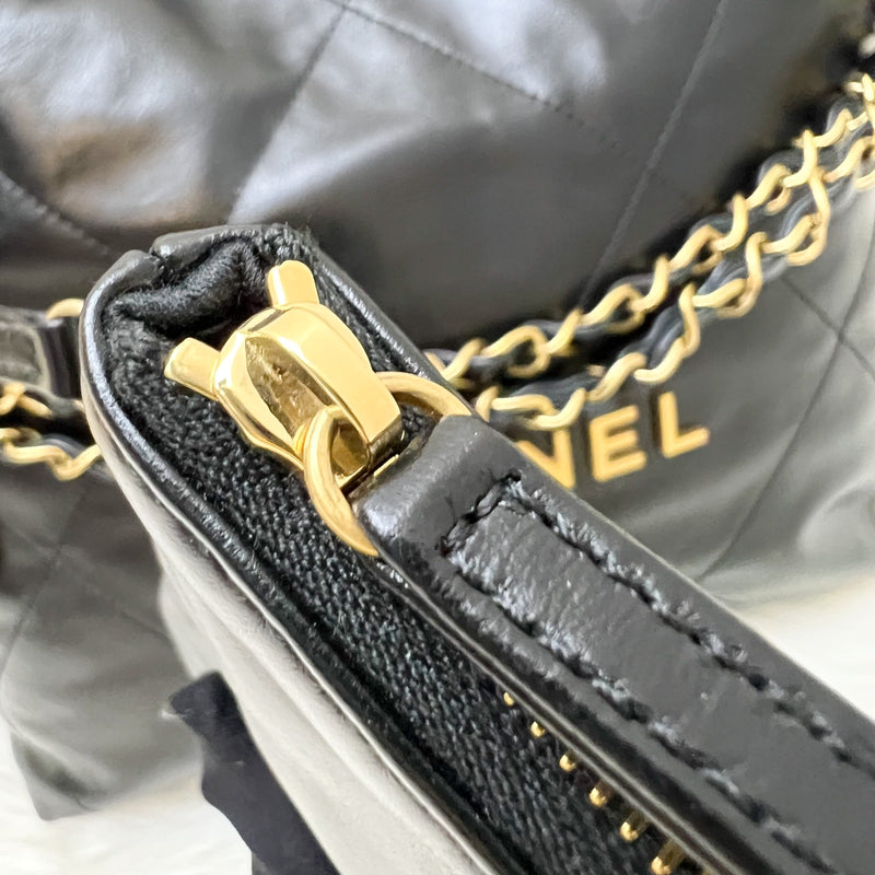 [Local Set - May 2024] Chanel 22 Small Hobo Bag in Black Shiny Calfskin and AGHW