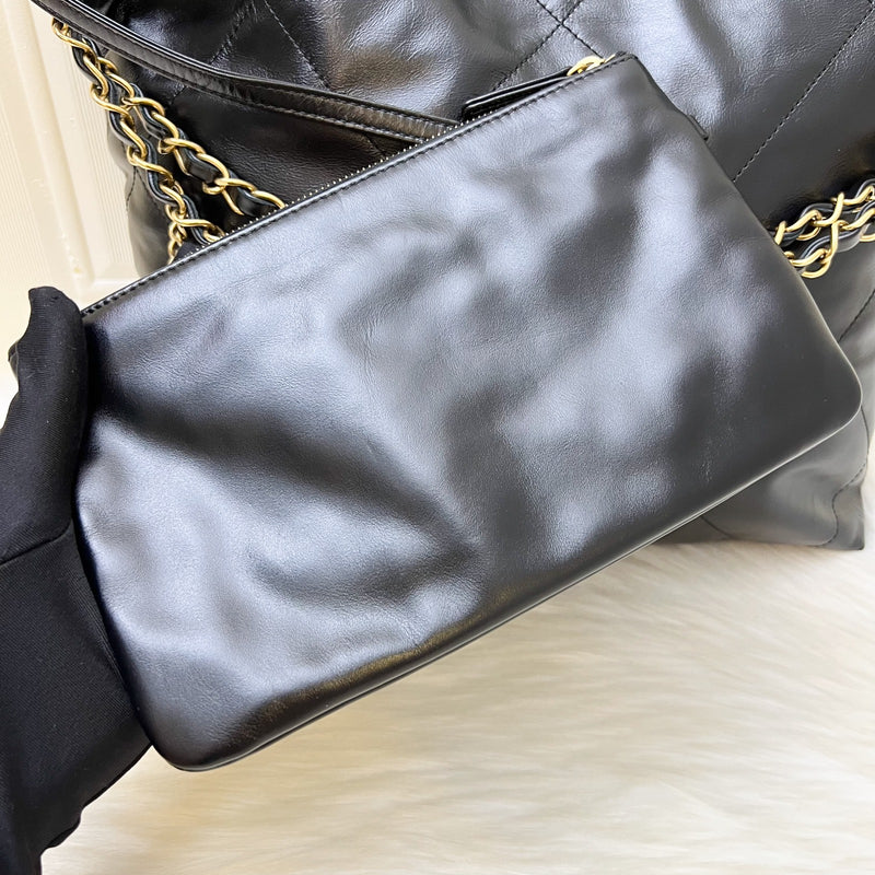 [Local Set - May 2024] Chanel 22 Small Hobo Bag in Black Shiny Calfskin and AGHW