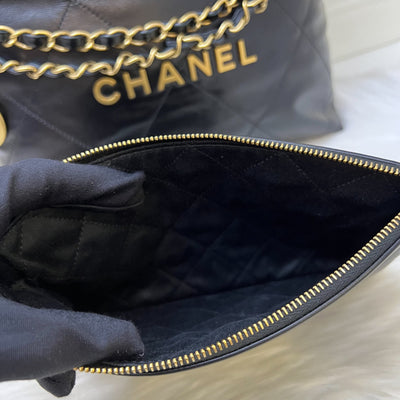 [Local Set - May 2024] Chanel 22 Small Hobo Bag in Black Shiny Calfskin and AGHW