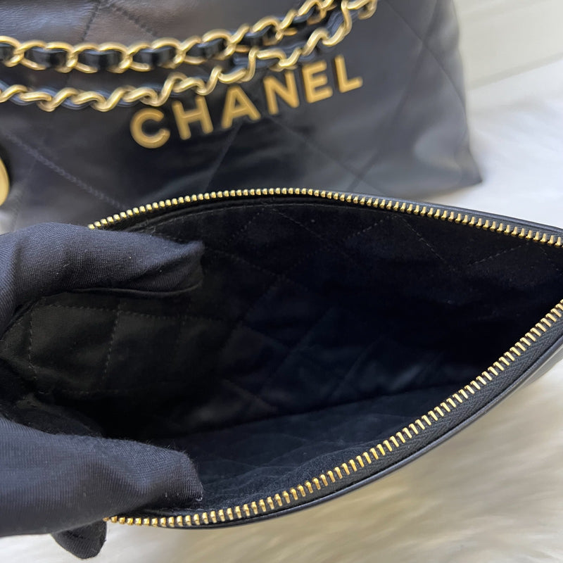 [Local Set - May 2024] Chanel 22 Small Hobo Bag in Black Shiny Calfskin and AGHW