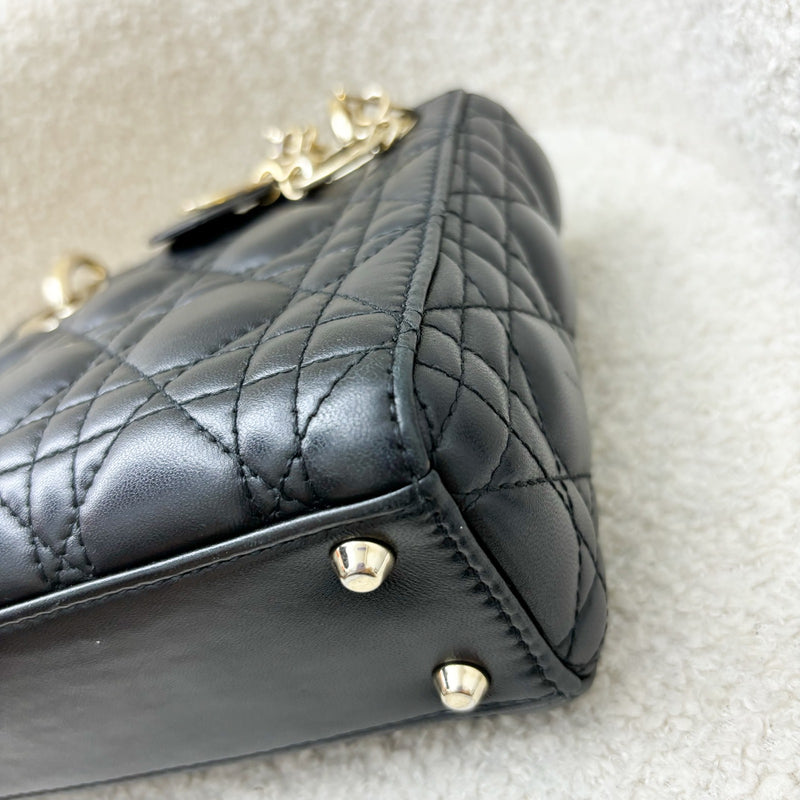 Dior Mini Lady Dior in Black Lambskin and LGHW