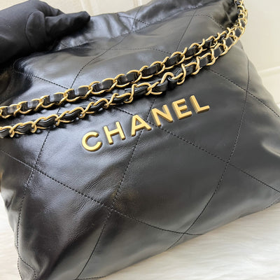 [Local Set - May 2024] Chanel 22 Small Hobo Bag in Black Shiny Calfskin and AGHW