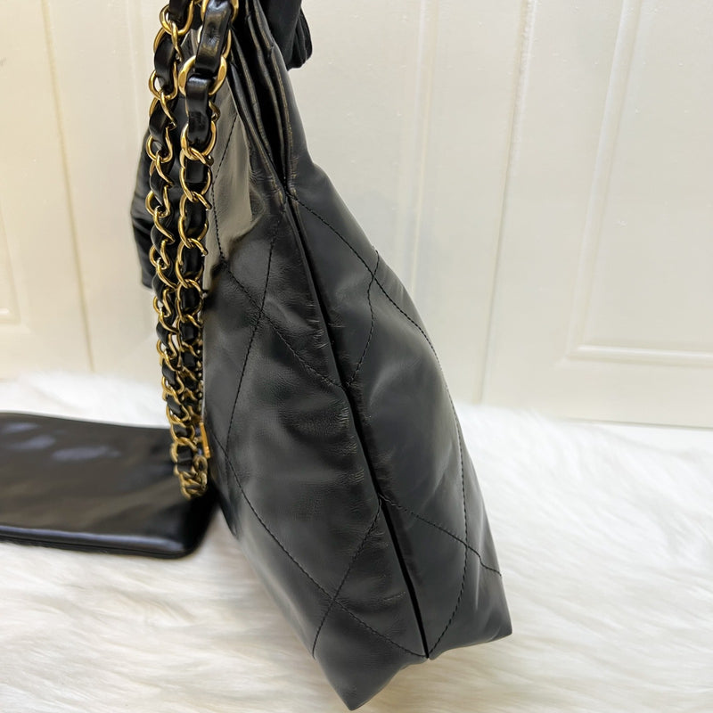 [Local Set - May 2024] Chanel 22 Small Hobo Bag in Black Shiny Calfskin and AGHW