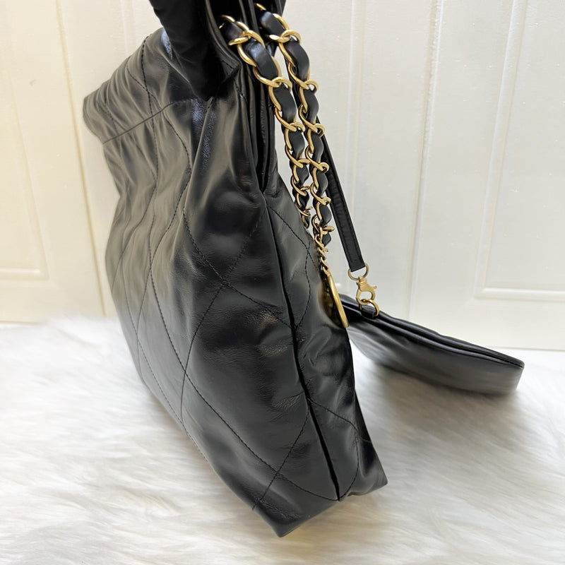 [Local Set - May 2024] Chanel 22 Small Hobo Bag in Black Shiny Calfskin and AGHW