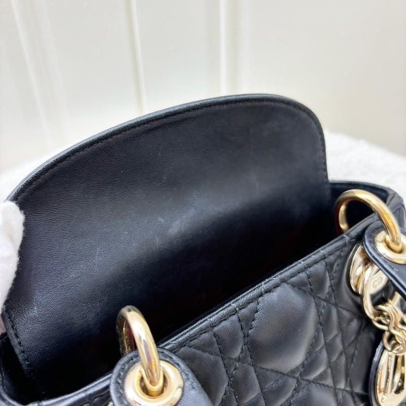 Dior Mini Lady Dior in Black Lambskin and LGHW