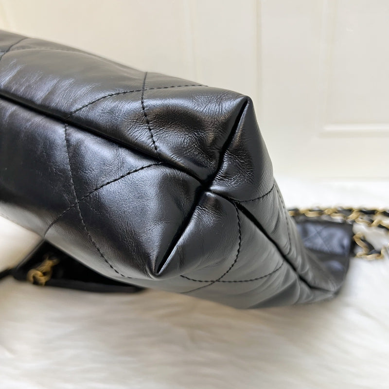 [Local Set - May 2024] Chanel 22 Small Hobo Bag in Black Shiny Calfskin and AGHW