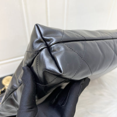 [Local Set - May 2024] Chanel 22 Small Hobo Bag in Black Shiny Calfskin and AGHW