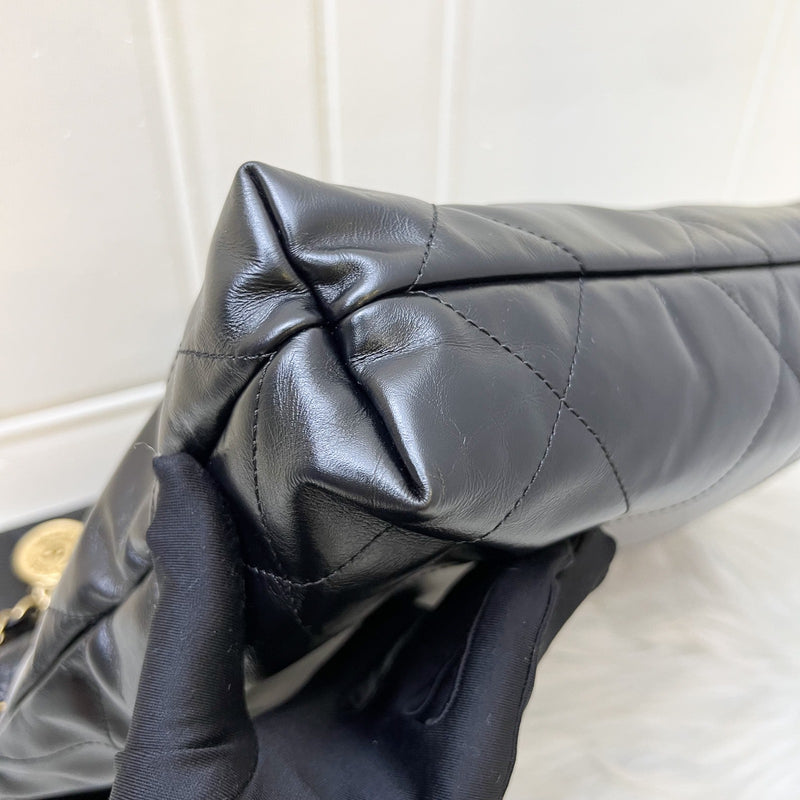 [Local Set - May 2024] Chanel 22 Small Hobo Bag in Black Shiny Calfskin and AGHW