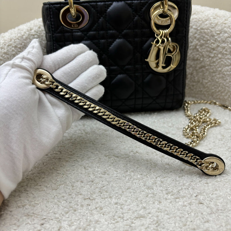 Dior Mini Lady Dior in Black Lambskin and LGHW