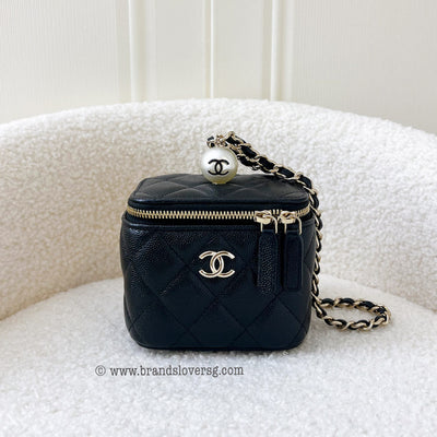 Chanel Seasonal Mini Cube Vanity with Chain in Black Caviar LGHW