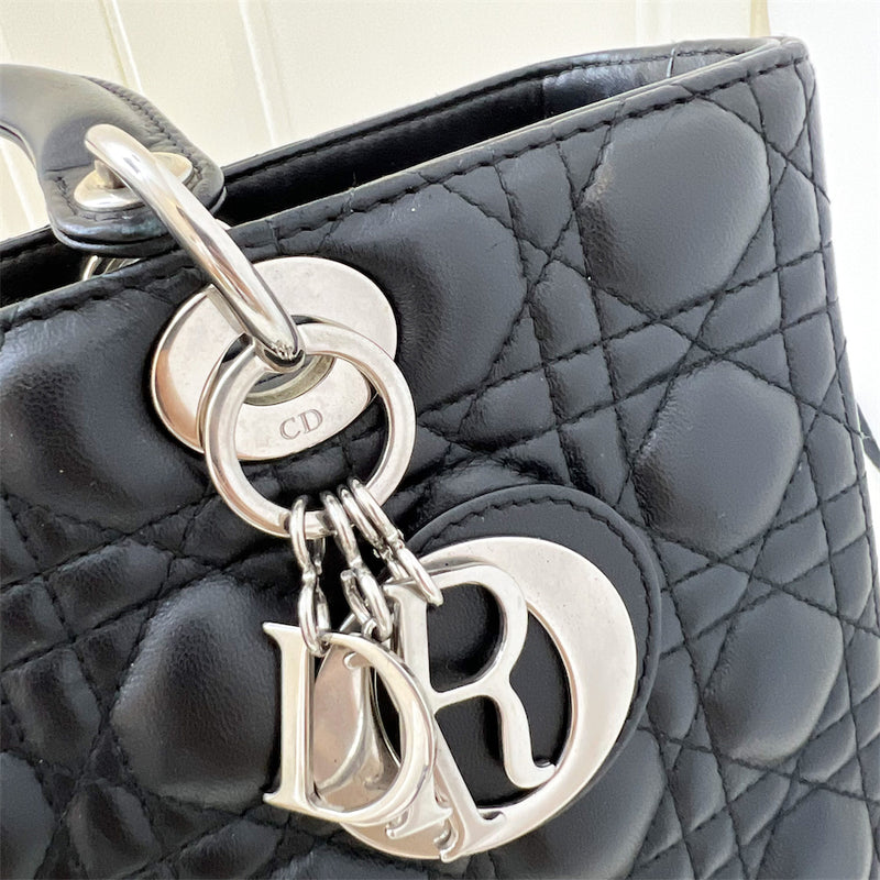 Dior Large Lady Dior in Black Lambskin and SHW