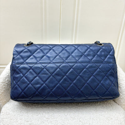 Chanel Jumbo Easy Flap Bag in Metallic Blue Caviar and RHW