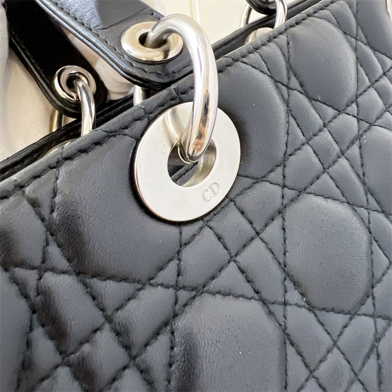 Dior Large Lady Dior in Black Lambskin and SHW