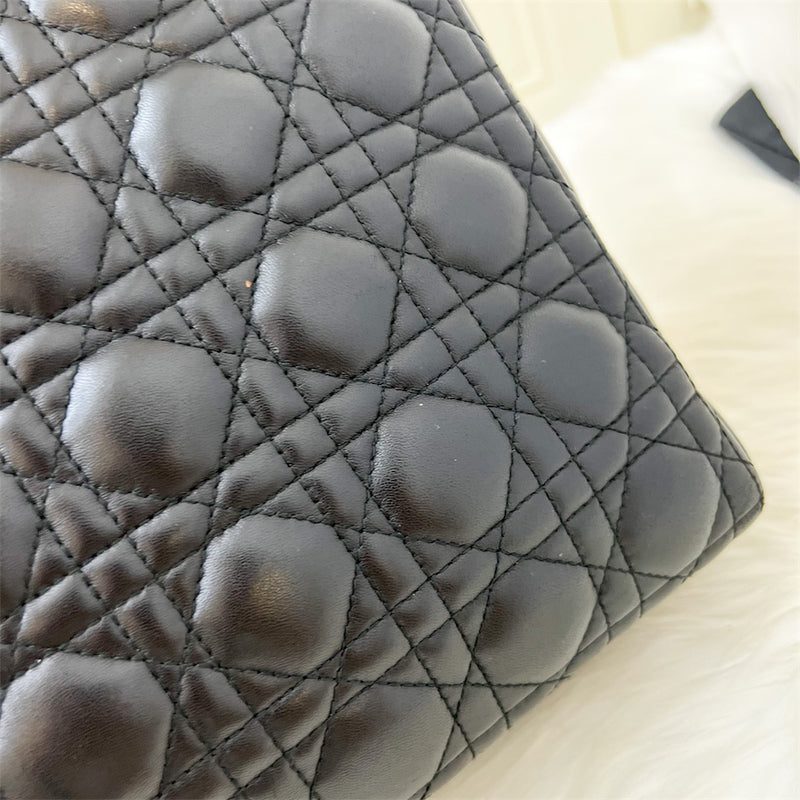 Dior Large Lady Dior in Black Lambskin and SHW