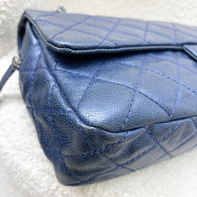 Chanel Jumbo Easy Flap Bag in Metallic Blue Caviar and RHW