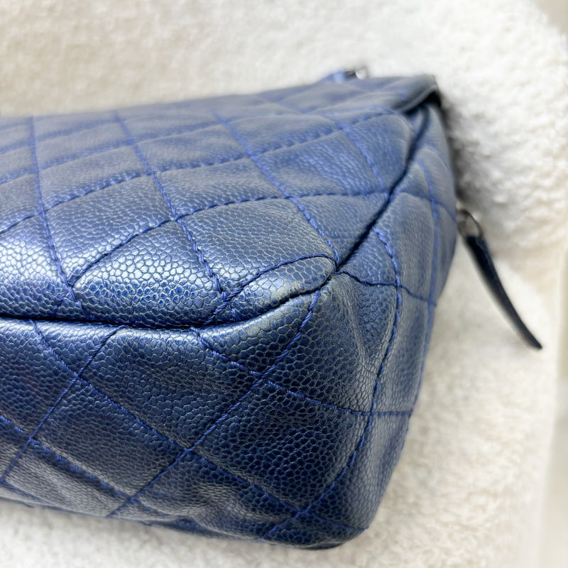 Chanel Jumbo Easy Flap Bag in Metallic Blue Caviar and RHW