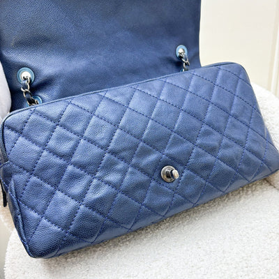 Chanel Jumbo Easy Flap Bag in Metallic Blue Caviar and RHW