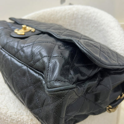 Chanel Shiva Flap Bag in Black Crumpled Caviar and AGHW (Model: A67148)