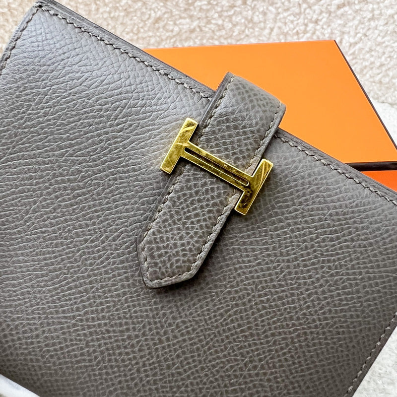 Hermes Bearn Compact Wallet in Etoupe Epsom Leather and GHW