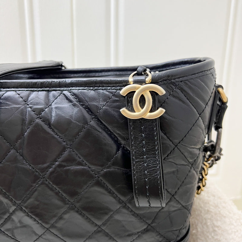 Chanel Medium (New Large) Gabrielle Hobo Bag in Black Distressed Leather and 3-Tone HW