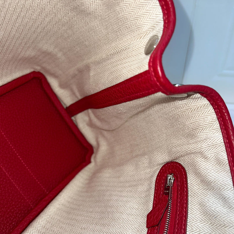Hermes Garden Party 30 in Rouge Piment Veau Negonda Leather and PHW