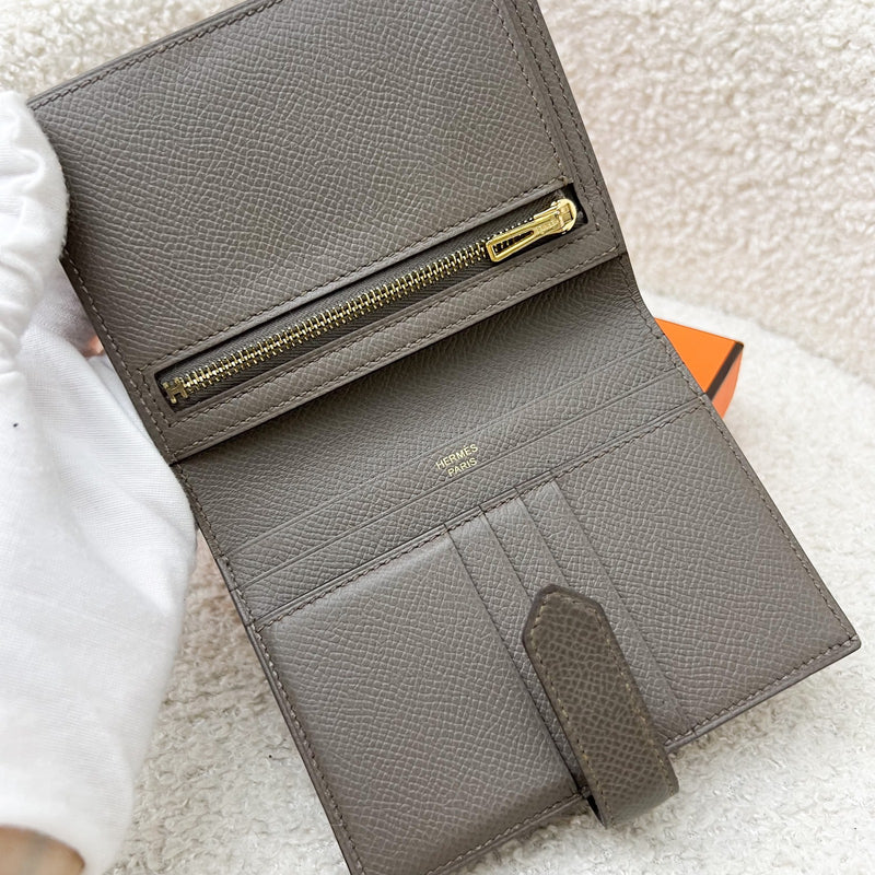 Hermes Bearn Compact Wallet in Etoupe Epsom Leather and GHW