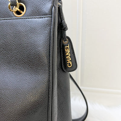 Chanel Triple CC Vintage Tote in Black Caviar and GHW