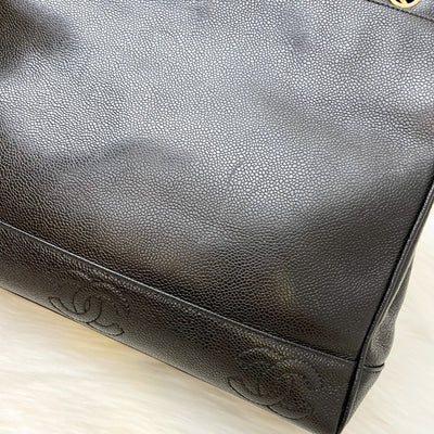 Chanel Triple CC Vintage Tote in Black Caviar and GHW