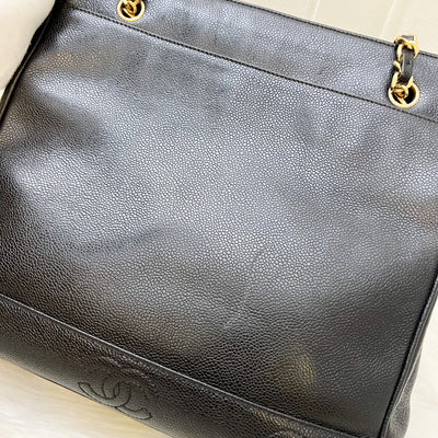 Chanel Triple CC Vintage Tote in Black Caviar and GHW