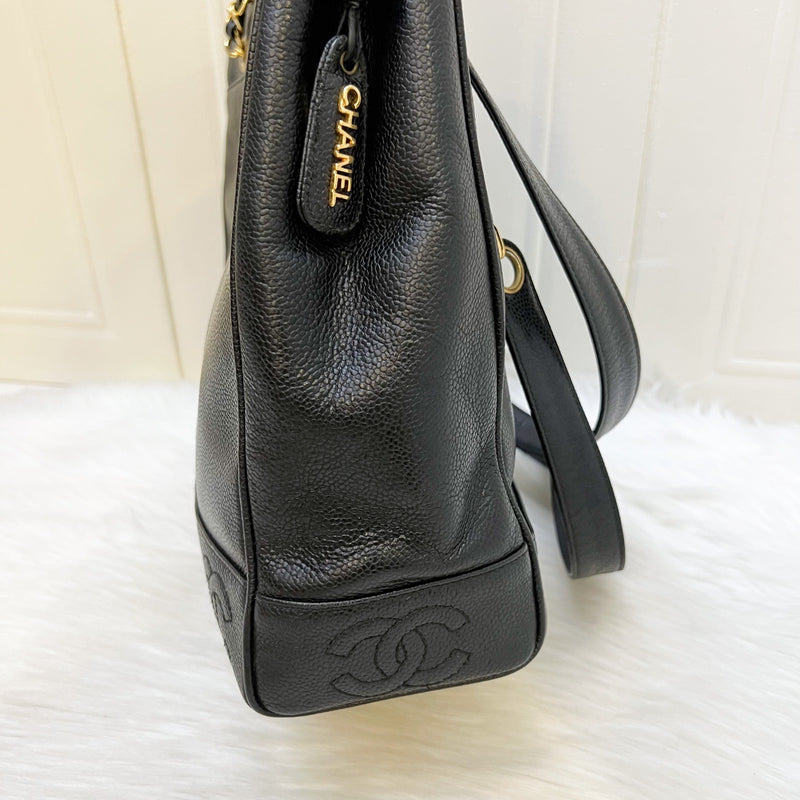 Chanel Triple CC Vintage Tote in Black Caviar and GHW