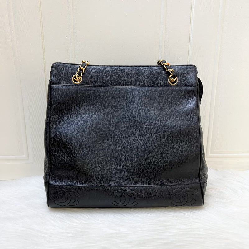 Chanel Triple CC Vintage Tote in Black Caviar and GHW