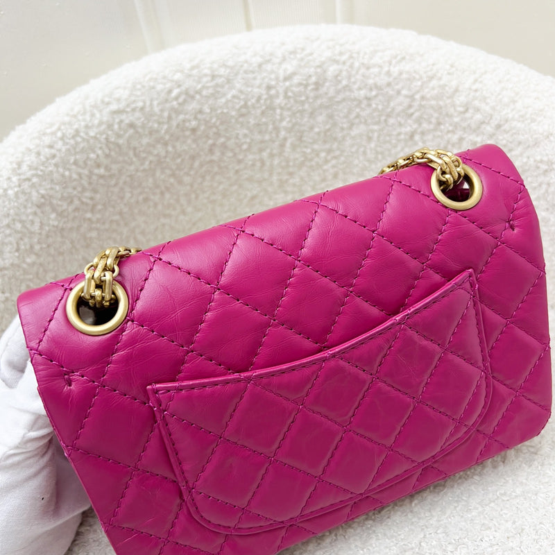 Chanel Classic 2.55 Reissue Mini Flap in Pink Distressed Calfskin and AGHW