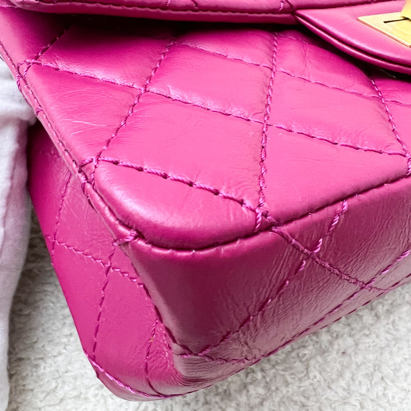 Chanel Classic 2.55 Reissue Mini Flap in Pink Distressed Calfskin and AGHW