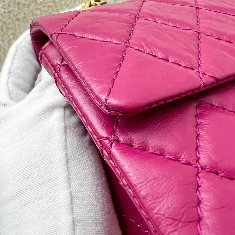 Chanel Classic 2.55 Reissue Mini Flap in Pink Distressed Calfskin and AGHW