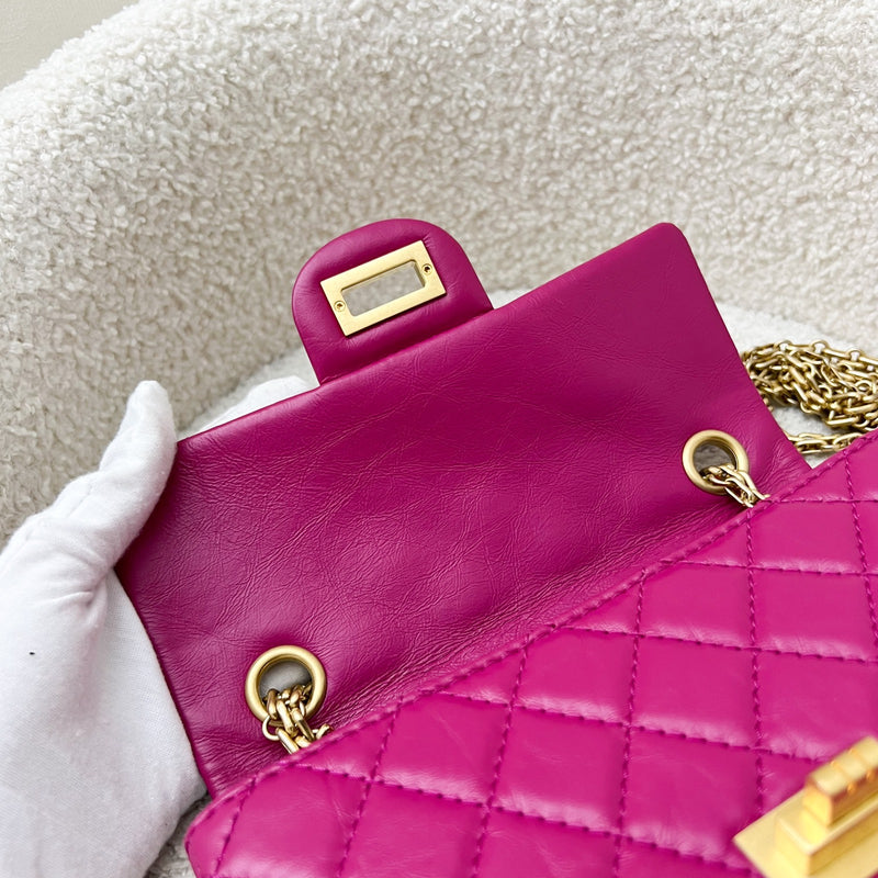 Chanel Classic 2.55 Reissue Mini Flap in Pink Distressed Calfskin and AGHW