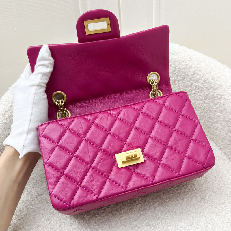 Chanel Classic 2.55 Reissue Mini Flap in Pink Distressed Calfskin and AGHW