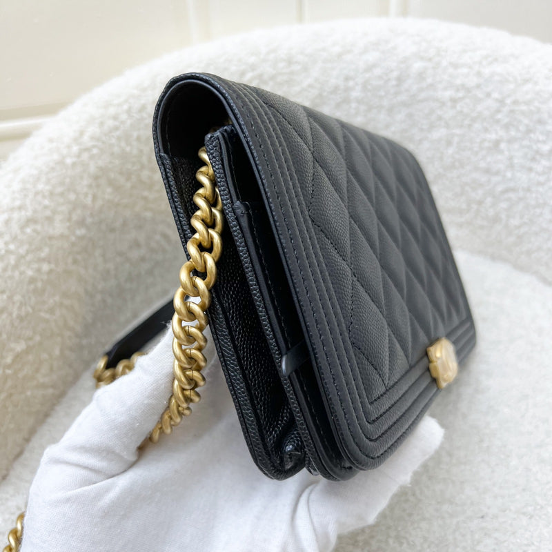 Chanel Boy Wallet on Chain WOC in Black Caviar and AGHW (Model: AP1117)