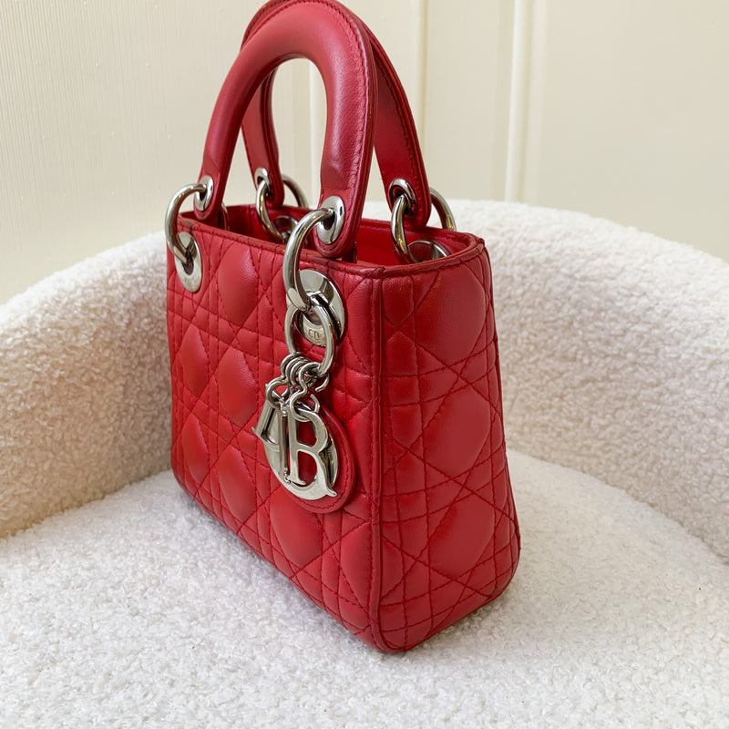 Dior Mini Lady Dior in Red Lambskin and SHW