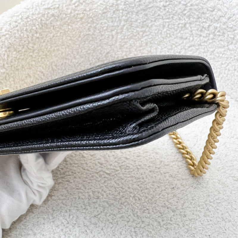 Chanel Boy Wallet on Chain WOC in Black Caviar and AGHW (Model: AP1117)