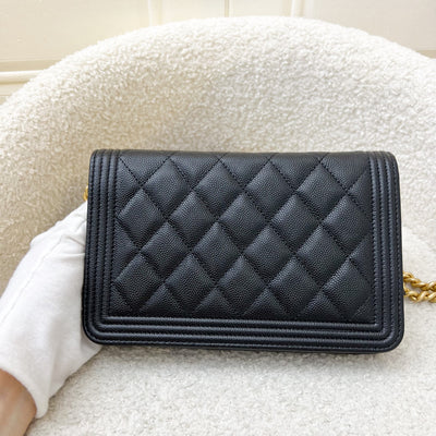 Chanel Boy Wallet on Chain WOC in Black Caviar and AGHW (Model: AP1117)