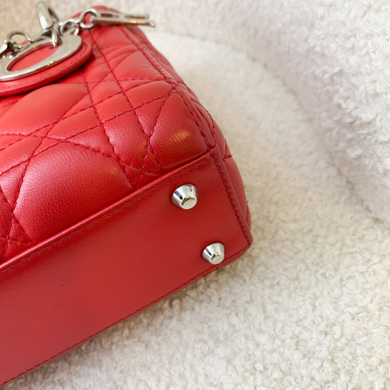 Dior Mini Lady Dior in Red Lambskin and SHW