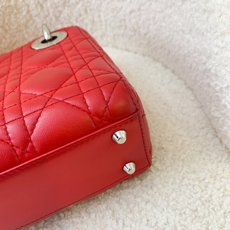 Dior Mini Lady Dior in Red Lambskin and SHW