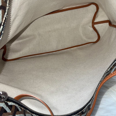 Goyard Boheme PM Hobo Bag in in Black Signature Goyardine Canvas and Brown Trim