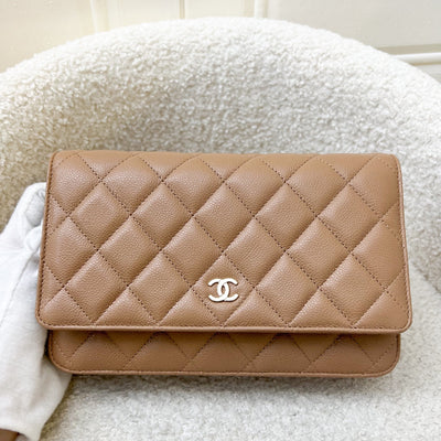 Chanel Classic Wallet on Chain WOC in 23B Dark Beige Caviar and LGHW (Model: AP0250)