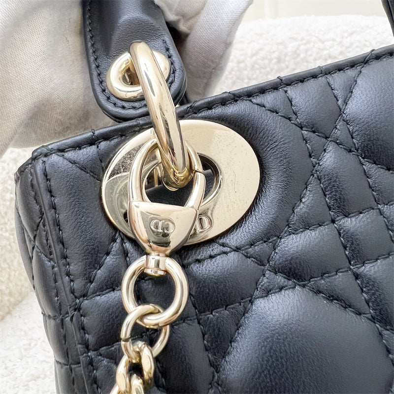 Dior Mini Lady Dior in Black Lambskin and LGHW