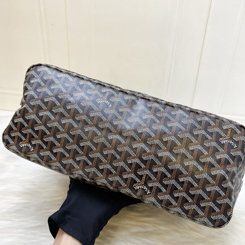 Goyard Boheme PM Hobo Bag in in Black Signature Goyardine Canvas and Brown Trim