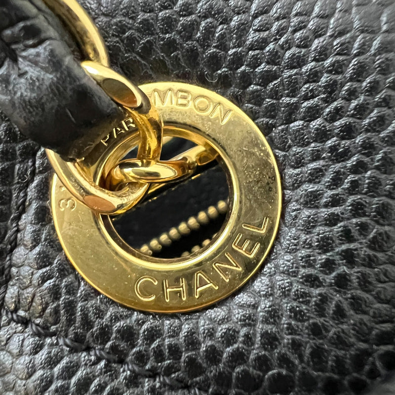 Chanel Timeless CC Shoulder Tote Bag in Black Caviar and GHW