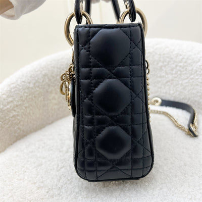 Dior Mini Lady Dior in Black Lambskin and LGHW