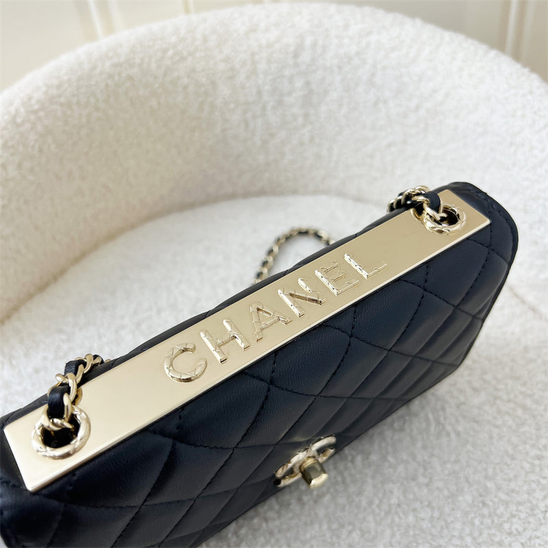 Chanel Trendy CC Wallet on Chain WOC in Black Lambskin and LGHW